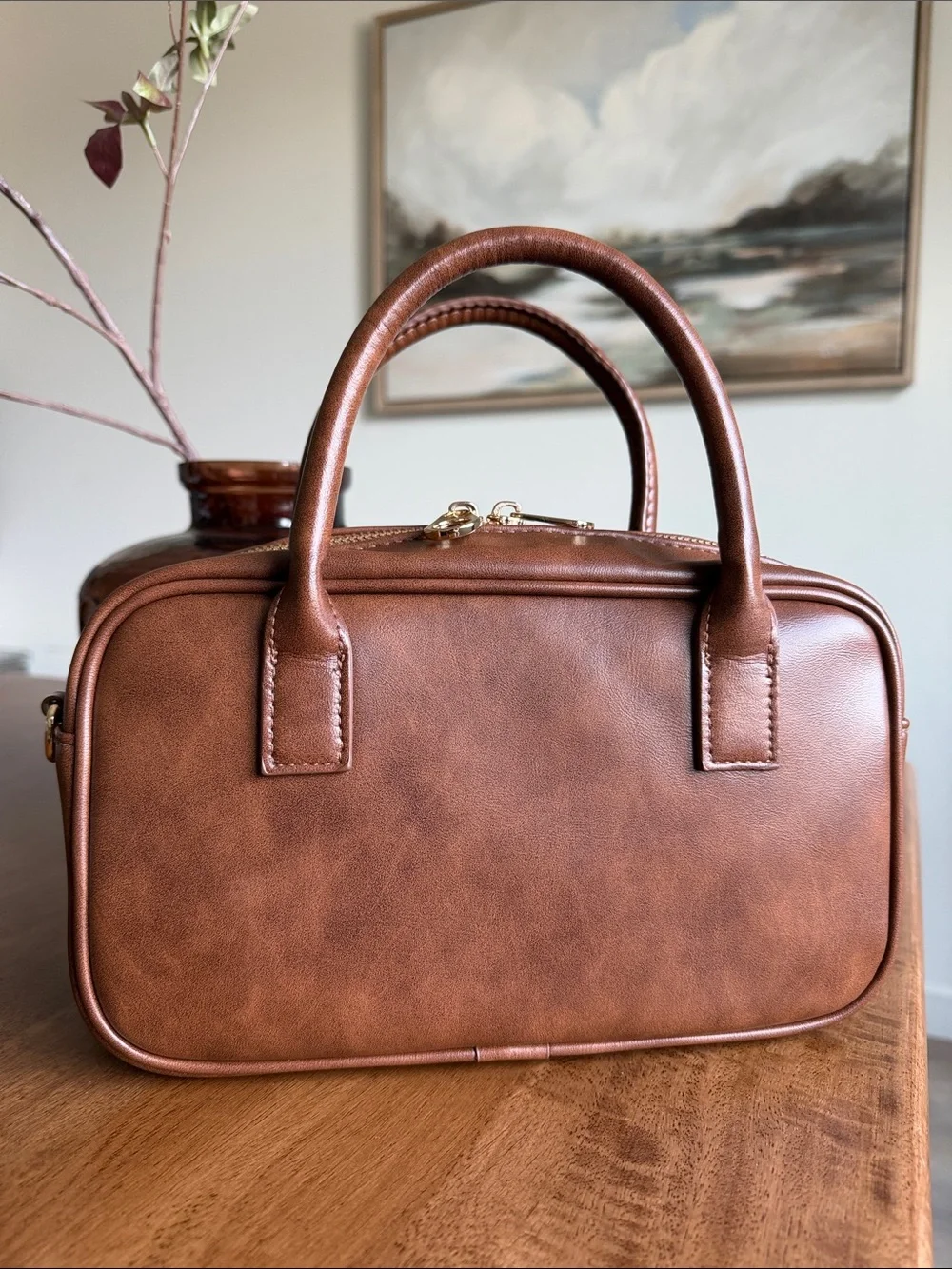 Universal Thread top handle with genuine leather card case